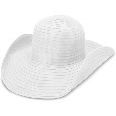 Sun Hats Women's Scrunchie Sun Hat - UPF 50+- Ultra-Light- Wide Brim- Floppy- Packable - Solid White - CX12B75DOZV $47.40