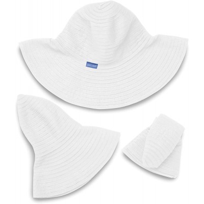 Sun Hats Women's Scrunchie Sun Hat - UPF 50+- Ultra-Light- Wide Brim- Floppy- Packable - Solid White - CX12B75DOZV $47.40