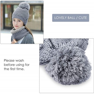 Skullies & Beanies Knitted Beanie Gloves & Scarf Winter Set Warm Thick Fashion Hat Mittens 3 in 1 Cold Weather For Women - Gr...