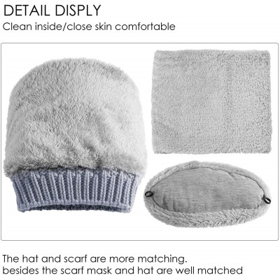 Skullies & Beanies Knitted Beanie Gloves & Scarf Winter Set Warm Thick Fashion Hat Mittens 3 in 1 Cold Weather For Women - Gr...