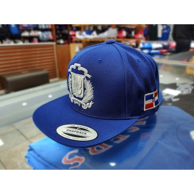 Baseball Caps Dominican Republic Shield Snapback Cap - Royal/Silver - CU12NZ43HLF $33.87