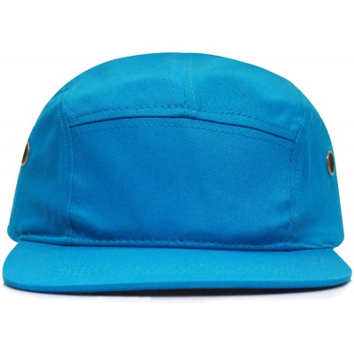 Baseball Caps 5 Panel Cotton with Leather Strap - Turquoise - C5119YMZW7X $15.10