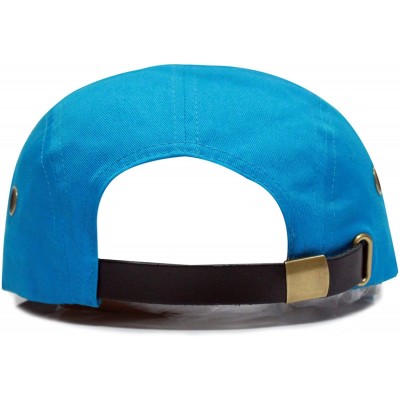 Baseball Caps 5 Panel Cotton with Leather Strap - Turquoise - C5119YMZW7X $15.10