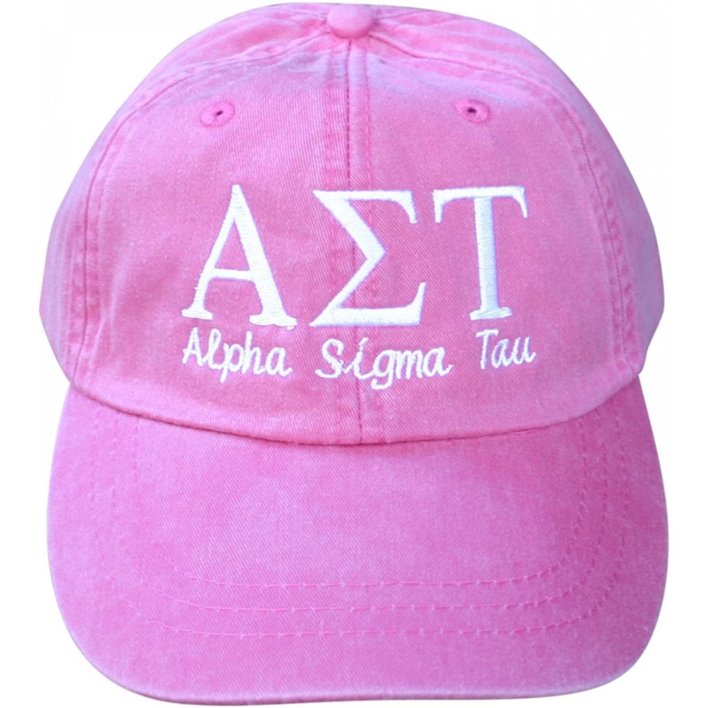 Baseball Caps Womens Alpha Sigma Tau Script Baseball Cap - Pink - CN1872MUNUE $22.33