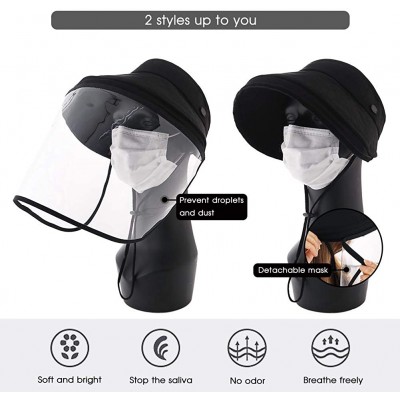 Sun Hats UPF 50 Sun Hats for Women Wide Brim Safari Sunhat Packable with Neck Flap Chin Strap Adjustable - 00001black - CJ197...