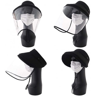 Sun Hats UPF 50 Sun Hats for Women Wide Brim Safari Sunhat Packable with Neck Flap Chin Strap Adjustable - 00001black - CJ197...