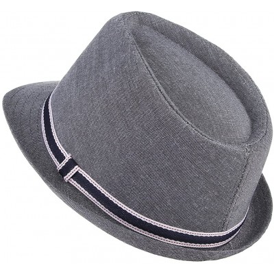 Fedoras Western Cowboy Cowgirl Sun Hat Jazz Cap with Headband - Grey - C218E9RK2M6 $8.19