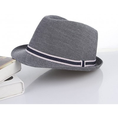 Fedoras Western Cowboy Cowgirl Sun Hat Jazz Cap with Headband - Grey - C218E9RK2M6 $8.19