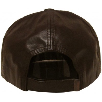 Baseball Caps Genuine Leather Flat Bill Baseball Hat Cap - Made in USA - Brown - CI11JZTR7OV $13.34