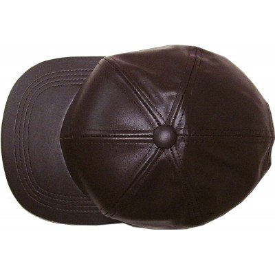 Baseball Caps Genuine Leather Flat Bill Baseball Hat Cap - Made in USA - Brown - CI11JZTR7OV $13.34