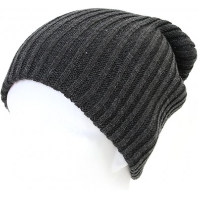 Skullies & Beanies 2 Pack Solid Color Blank Long Cuff Daily Stretch Knit Winter Beanies - Dark Gray - C1119CFAC3Z $7.53