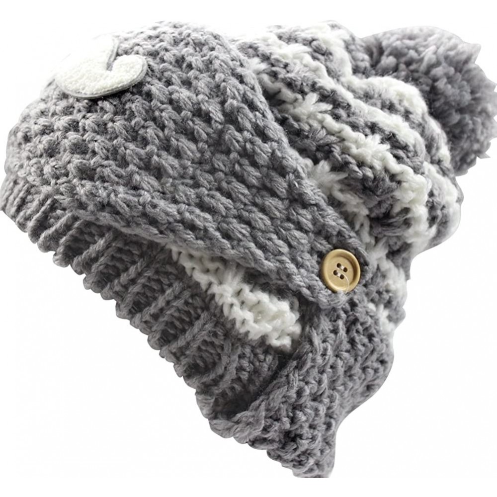 Skullies & Beanies Women's Beard Mustache Knitted Striped PHat Hip Hop Beanie Cap - Knit Gray - CS11SCFVOZR $11.93