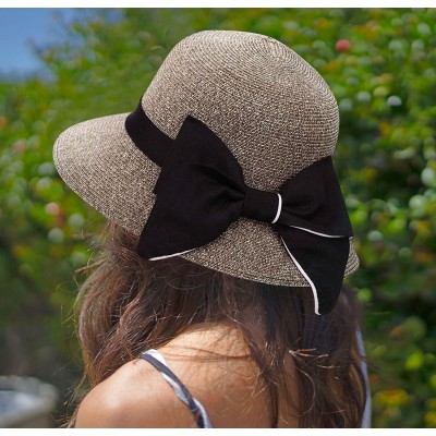 Sun Hats Women's Classic Summer Beach Sun Straw Bucket Hat with Bow - Mix Beige Coffee - CG18EMTOA60 $14.65