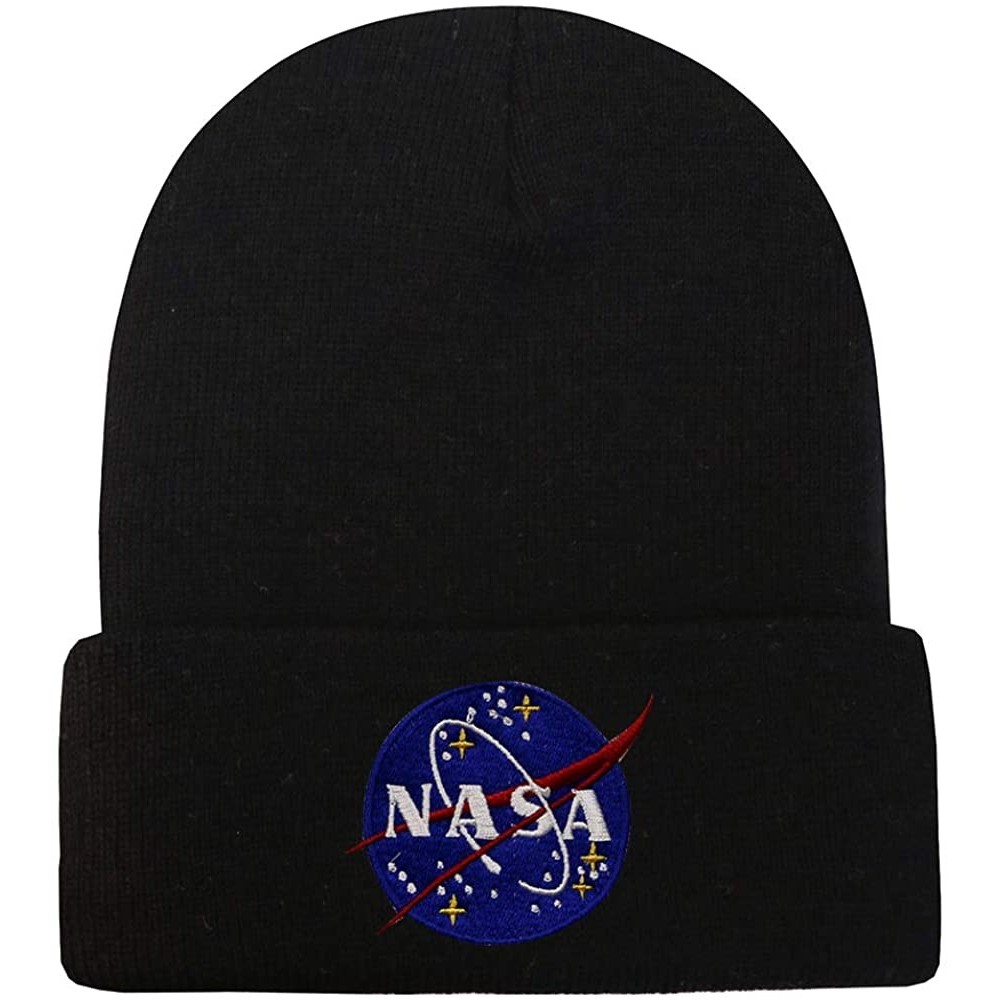 Skullies & Beanies Sk901 NASA Winter Ski Beanie Hat - Black - CJ18MD5RTX8 $17.10