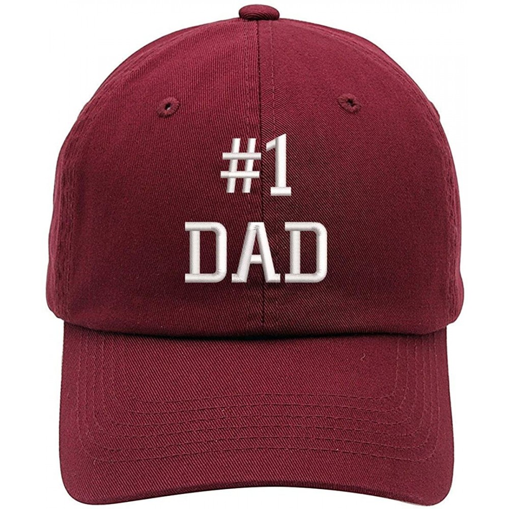 Baseball Caps Number 1 Dad Embroidered Brushed Cotton Dad Hat Cap - Vc300_maroon - CU18QQKXA99 $19.77