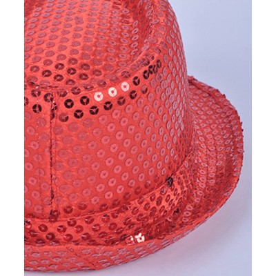 Fedoras Fashionable Unisex Sequined Fedora Hat - Silver - CC11DNXCE3J $11.54