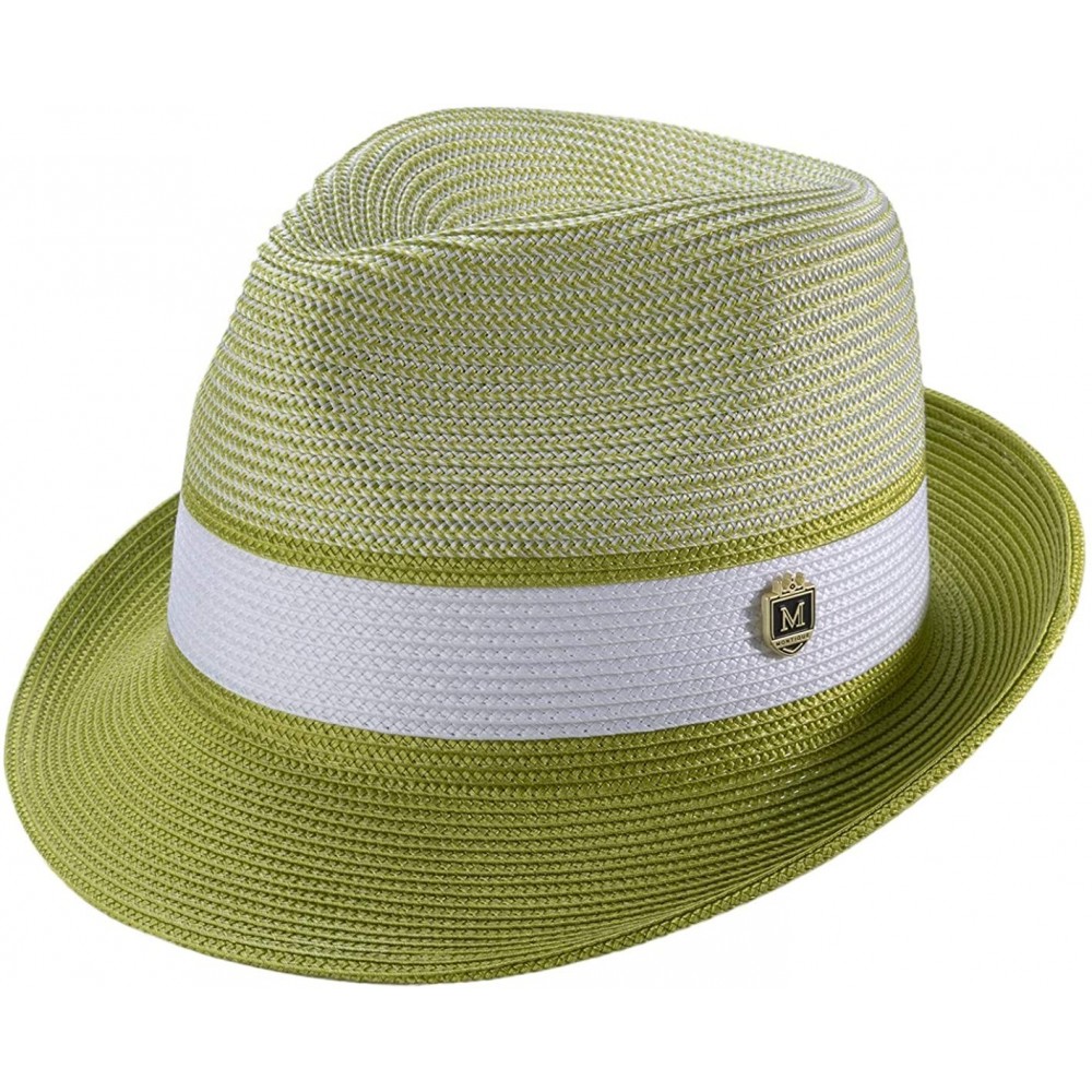 Fedoras Men's Braided Two Tone Pinch Fedora Hat H22 - Green - C418SDANKDY $42.85