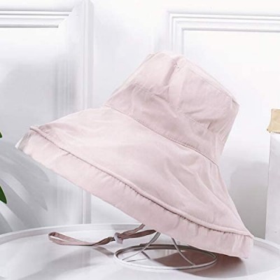 Sun Hats Women's Foldable Flap Cover UV Protective Wide Brim Bucket Cotton Beach Sun Hat Summer Hat - Pink - C618W5ITHHL $11.85