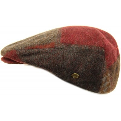 Newsboy Caps Men's Winter 100% Soft Wool Patch Flat Ivy Driver Golf Cabby Cap Hat - Burgundy - CZ188K53W0N $19.43