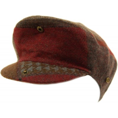 Newsboy Caps Men's Winter 100% Soft Wool Patch Flat Ivy Driver Golf Cabby Cap Hat - Burgundy - CZ188K53W0N $19.43