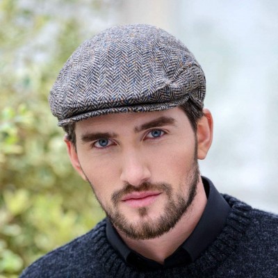 Newsboy Caps Trinity- Ivy Cap- Herringbone Design- Made in Ireland- Gray - CZ18E5QTL5C $35.47