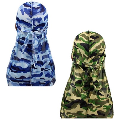 Skullies & Beanies Satin Silky Durag Long Tail Headwraps Soft Beanies for Men Women - Camouflage Set 2 - CS18UUNUCO2 $9.00