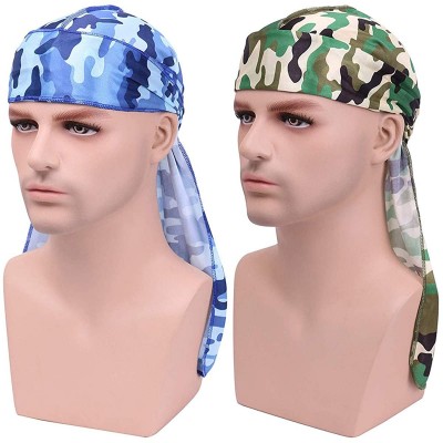 Skullies & Beanies Satin Silky Durag Long Tail Headwraps Soft Beanies for Men Women - Camouflage Set 2 - CS18UUNUCO2 $9.00