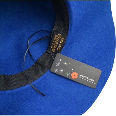 Sun Hats Women's Wide Brim Wool Ribbon Band Floppy Hat - Royal Blue - CV122X0CVGH $23.18