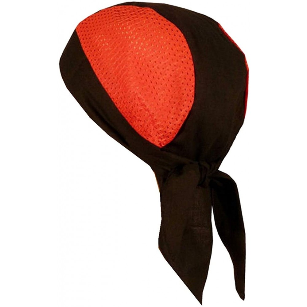 Skullies & Beanies Skull Cap Biker Caps Headwraps Doo Rags - Red/Black Air Flow - C812ELHP27F $13.24