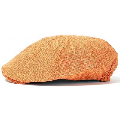 Newsboy Caps Linen-Like Flat Cap Cabbie Hat Gatsby Ivy Irish Stretch Newsboy - Orange - CY11DFOW4ZT $29.70