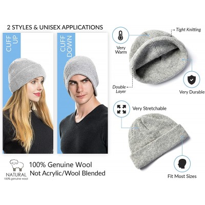 Skullies & Beanies Clearance! 100% Wool Winter Beanie Knit Hats Cap for Unisex Men & Women - Very Warm & Soft - Navy - C018HW...