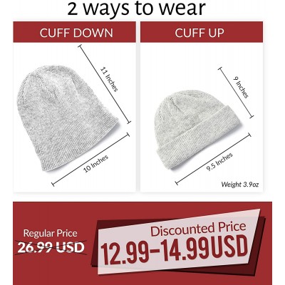 Skullies & Beanies Clearance! 100% Wool Winter Beanie Knit Hats Cap for Unisex Men & Women - Very Warm & Soft - Navy - C018HW...