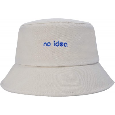 Bucket Hats Unisex Fashion Unique Word Embroidered Bucket Hat Summer Fisherman Cap for Men Women Teens - No Idea Beige - C819...