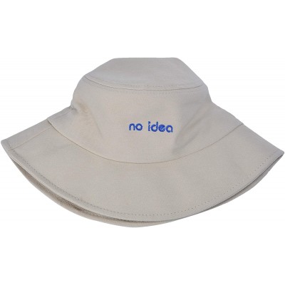 Bucket Hats Unisex Fashion Unique Word Embroidered Bucket Hat Summer Fisherman Cap for Men Women Teens - No Idea Beige - C819...