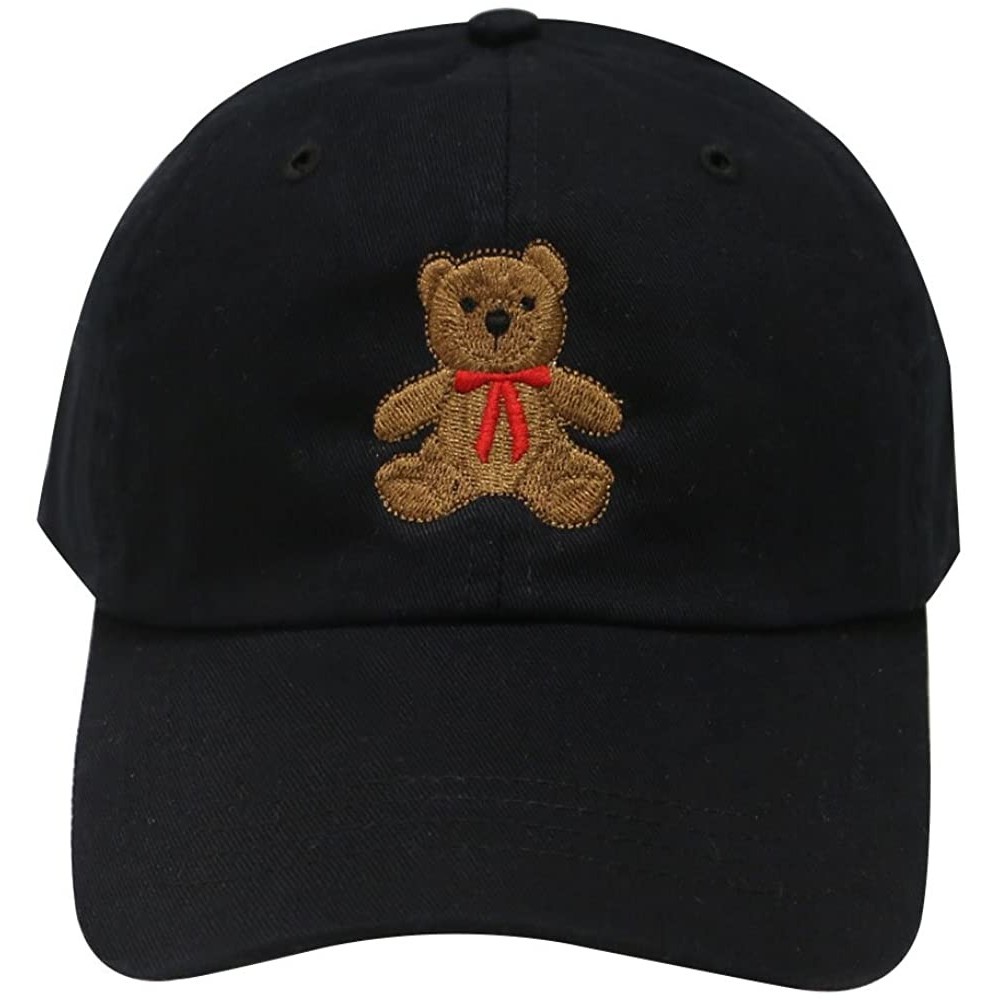 Baseball Caps Teddy Bear Cotton Baseball Cap - Black - CY12LC6Z291 $9.17