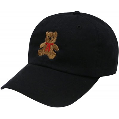 Baseball Caps Teddy Bear Cotton Baseball Cap - Black - CY12LC6Z291 $9.17