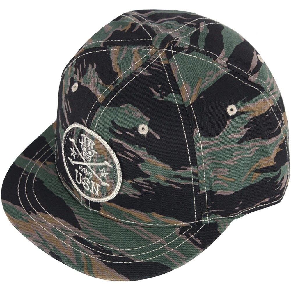 Baseball Caps Unisex USN Skull Design Short Bill Hiphop Ball Cap Bill Snapback Flat Hat - C-green - CU182SDLNYE $21.10