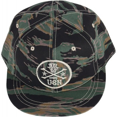 Baseball Caps Unisex USN Skull Design Short Bill Hiphop Ball Cap Bill Snapback Flat Hat - C-green - CU182SDLNYE $21.10