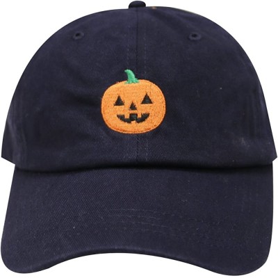 Baseball Caps Halloween Pumpkin Cotton Baseball Dad Caps - Navy - CI12M1OAF2B $11.99