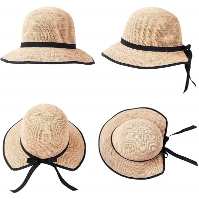 Sun Hats Womens UPF 50+ Wide Brim Panama Straw Hat Foldable Fedora Beach Sun Hat - Beige(0118) - CI18NH4SEA8 $13.64