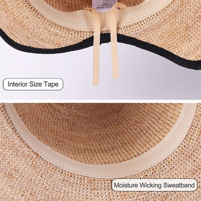 Sun Hats Womens UPF 50+ Wide Brim Panama Straw Hat Foldable Fedora Beach Sun Hat - Beige(0118) - CI18NH4SEA8 $13.64