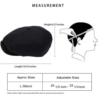 Newsboy Caps Newsboy Hats Men Flat Cap Gatsby Snap Classic Herringbone Twill Vintage 8 Panel Hat - Black - CL19856NQQT $16.62