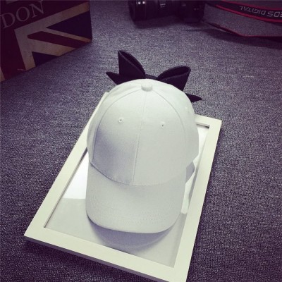 Sun Hats Girl Cotton Big Bowknot Hats Caps Adjustable Snapback Hip Hop Baseball Cap Flat - White - CX184WNM2OG $11.47