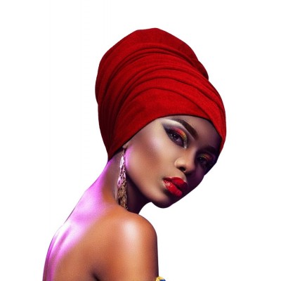 Headbands Women' Soft Stretch Headband Long HeadWrap Scarf Turban Tie (Red) - Red - CH18EX5EX32 $12.22