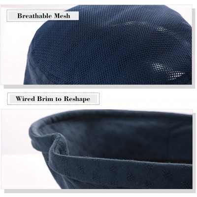 Sun Hats Fishing Bucket Hat for Men Women Foldable UPF50+ Chin Strap - 99749_navy Blue - CY12D6RDFQV $9.61