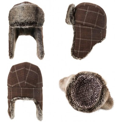 Bomber Hats Unisex Bomber Trapper Earflaps Russian Ushanka Winter Hat Hunting Cap 55-61cm - 00775-brown - CY192O93MNZ $30.87