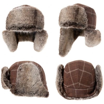 Bomber Hats Unisex Bomber Trapper Earflaps Russian Ushanka Winter Hat Hunting Cap 55-61cm - 00775-brown - CY192O93MNZ $30.87