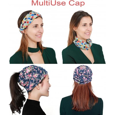 Skullies & Beanies Print Flower Cap Cancer Hats Beanie Stretch Casual Turbans for Women - Yellowcamo - C9198U0KN7Q $10.80