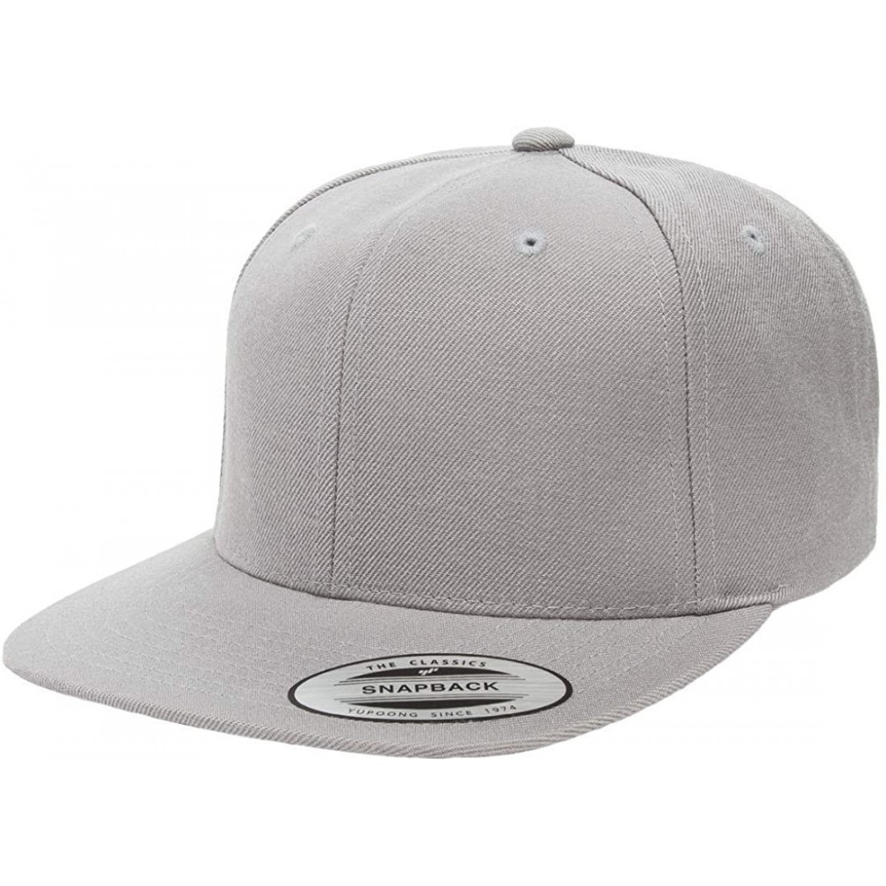 Baseball Caps Yupoong Premium Classic Snapback Hat - Flat Brim- Adjustable Ballcap w/Hat Liner - Silver - CC18GYZMAIK $13.64