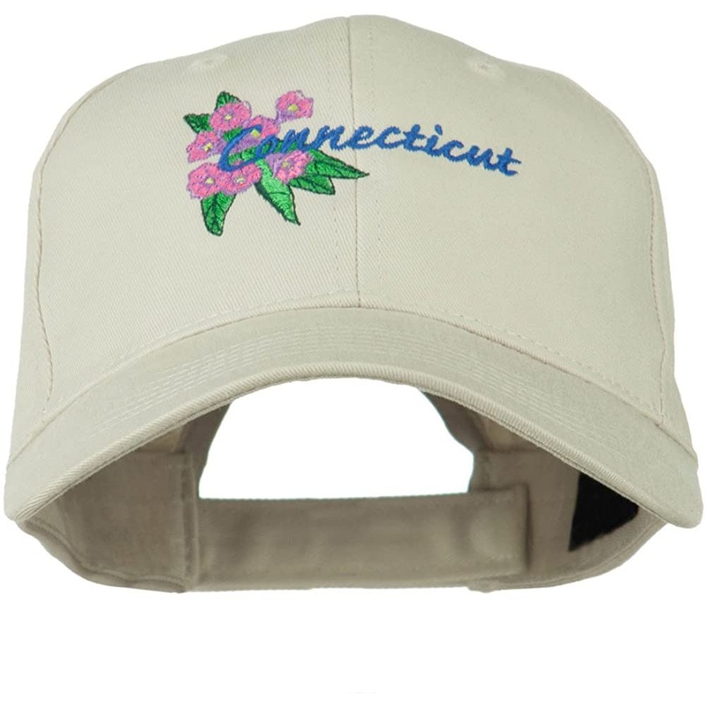 Baseball Caps USA State Connecticut Flower Embroidered Low Profile Cotton Cap - Stone - CD11NY3EPZD $21.51